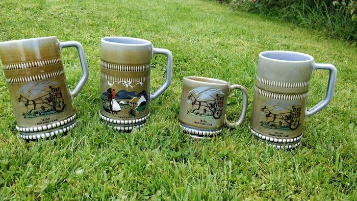 Irish Porcelain Tankards x 4