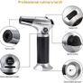 Blow Torch, Kitchen Torch, Refillable Butane Gas Torch Lighter with Safety Lock, Adjustable Flame with 2 Brush for Cooking, BBQ, Pastries, Soldering (Butane Gas Not Included) Silver Image 6