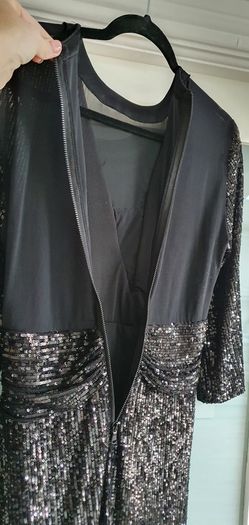 UNSIGNED black sequins and sheer bodycon Sz 8