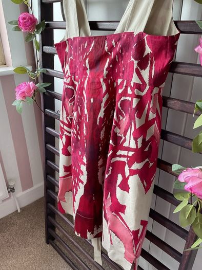 dress Bnwt Hoss dress size 40(12) 100% cotton beige & wine summer dress
