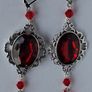 Gothic Ornate Filigree Deep Red Garnet Tassel Earrings Image 2