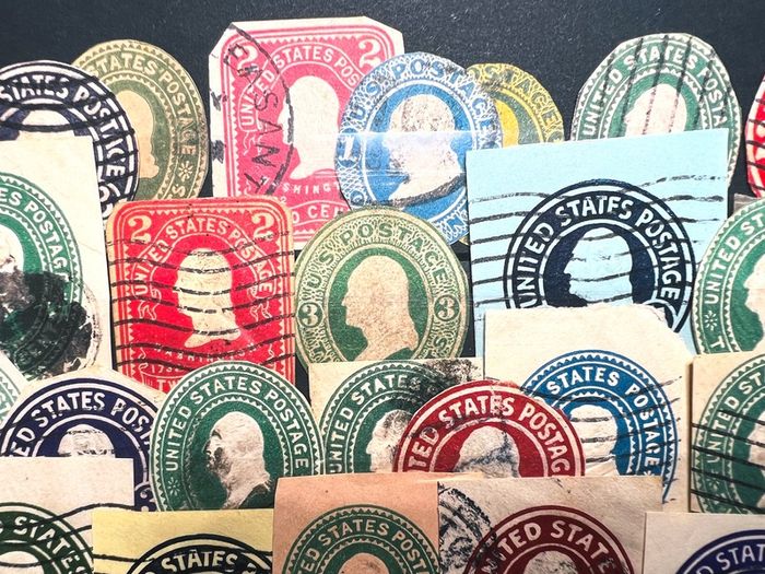 USA Early prepaid stamps from cards and envelopes