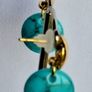 Gold & Turquoise Coin Candy Drop Earrings Image 2