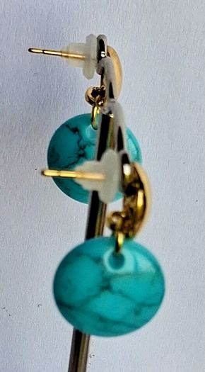 Gold & Turquoise Coin Candy Drop Earrings