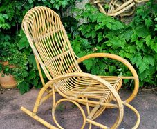Mid-century bamboo rocking chair