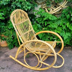 Mid-century bamboo rocking chair