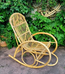 Mid-century bamboo rocking chair