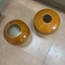 Buy 1 get 1 FREE - A Large Glazed Vintage Earthenware Mustard ( 2 tone ) Vase and 1 similar one Free Image 5