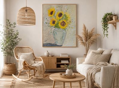 Oil painting sunflowers
