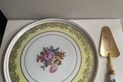 French vintage very large 33cm special  porcelain cake plate