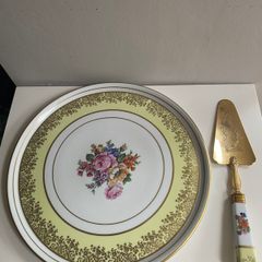 French vintage very large 33cm special  porcelain cake plate