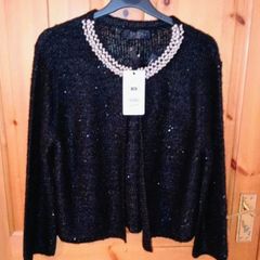 new black cardigan with pearls