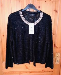 new black cardigan with pearls