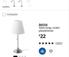 IKEA ARSTID table lamp nickel/silver coloured