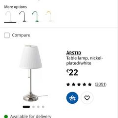 IKEA ARSTID table lamp nickel/silver coloured
