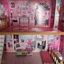 Large 3 Storey Wooden Dolls House  Pink & White Image 2