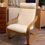 Scandinavian Style Armchair, Rocking Chair, Cream & Wood Image 2