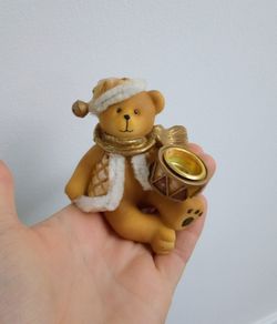 Small Teddy Christmas Candle Holder
