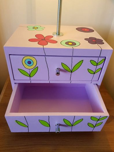 Child's lamp with drawers, hand crafted in Italy.