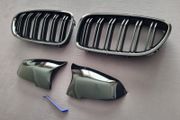 Brand New F10 F11 Lci Black Kidney Grilles &amp; Mirror Covers Set