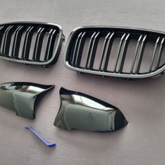 Brand New F10 F11 Lci Black Kidney Grilles & Mirror Covers Set