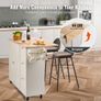 Kitchen Island Cart with Solid Wood Top, 115 cm Width Mobile Carts with Storage Cabinet, Rolling Kitchen Table with Spice Rack, Towel Rack Image 5