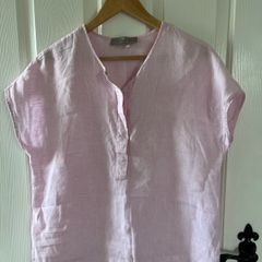 New Paul Costelloe Pink Linen Top - Size S / fits Size 12