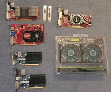 Vintage GPU graphics cards HD6570 etc and vga cooler suit retro project low profile pcie