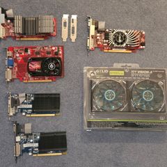 Vintage GPU graphics cards HD6570 etc and vga cooler suit retro project low profile pcie