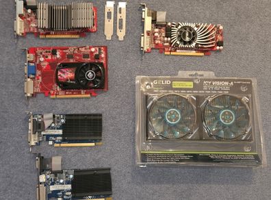 Vintage GPU graphics cards HD6570 etc and vga cooler suit retro project low profile pcie
