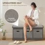 Three-Drawer Shoe Storage Bench, with Padded Top Seat - Grey Image 4