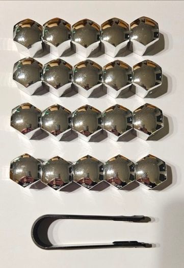 17mm 20PCS Chrome Car Wheel Nut Caps Protection Covers Caps Anti-Rust Auto Hub Screw Cover Car Tyre Nut Bolt Exterior Decoration for Volkswagen & Mercedes with 17 wheel Bolts