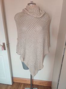 Beige turtle neck one size woollen poncho cover up Postage included