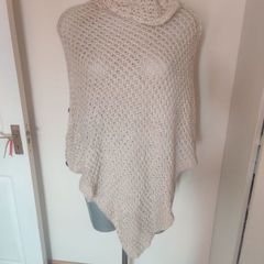 Beige turtle neck one size woollen poncho cover up Postage included