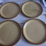 Vintage  1970s Granville design TG Green retro stoneware glazed plates. The plates are as follows- six 10.5" plates (4 in very good condition; 2 have very minor scrapes)--six 9.5" plates ( 3 in very good condition ; 1 chip on base; 2 marks on front and ch Image 2