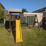 Garden play tower - slide / double swing / sandpit Image 3