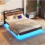 Floating Bed Frame Double Size with Charging Station and LED Lights Image 6