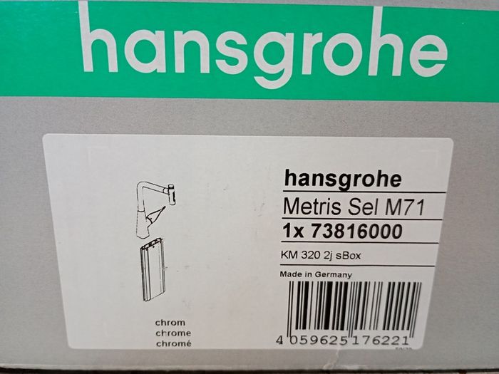 Hansgrohe 73816000 Kitchen Tap, Hose Box, Selectable Swivel Range, Pull-Out Spray, Chrome, Spout height 32 cm