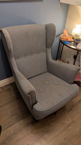 ikea Strandmon Grey Armchair and Footstool