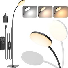 LED Floor Lamp with Remote, 1H Timer Reading Standing Lamps with 3 Color Temperature & 5 Brightness Levels, Dimmable Floor Lamp for Living Room, Bedroom, Office