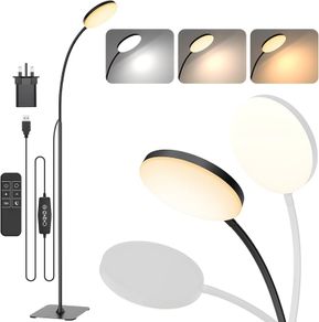 LED Floor Lamp with Remote, 1H Timer Reading Standing Lamps with 3 Color Temperature & 5 Brightness Levels, Dimmable Floor Lamp for Living Room, Bedroom, Office