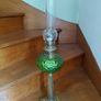 Antique French large green glass oil lamp works Image 5