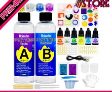 Resin Kit for Beginners with Moulds, 380ml Crystal Clear Epoxy Resin Kit for Coating and Casting with Molds, Foil Flakes, Resin Color Pigment, Sequins for Art, Craft, Jewelry Making (FREE SHIPPING)