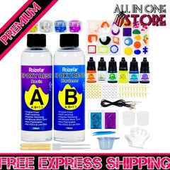 Resin Kit for Beginners with Moulds, 380ml Crystal Clear Epoxy Resin Kit for Coating and Casting with Molds, Foil Flakes, Resin Color Pigment, Sequins for Art, Craft, Jewelry Making (FREE SHIPPING)