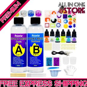 Resin Kit for Beginners with Moulds, 380ml Crystal Clear Epoxy Resin Kit for Coating and Casting with Molds, Foil Flakes, Resin Color Pigment, Sequins for Art, Craft, Jewelry Making (FREE SHIPPING)