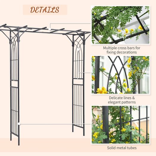 Metal Garden Trellis Arch with Durable Steel Tubing & Elegant