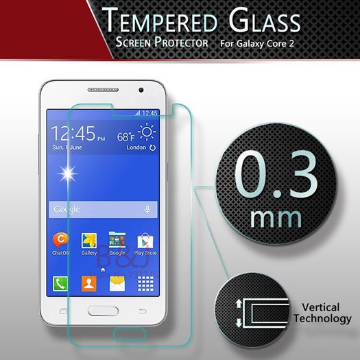 100% Genuine Tempered Glass 9H Screen Protector For Samsung Galaxy Core 2