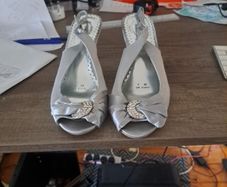 silver kitten heel shoes