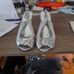silver kitten heel shoes