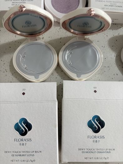 K beauty florasis blushers, highlighter dewy tinted lip balm